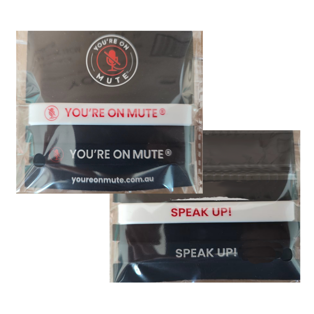 "You're On Mute... Speak Up!" Wristbands (2Pk)