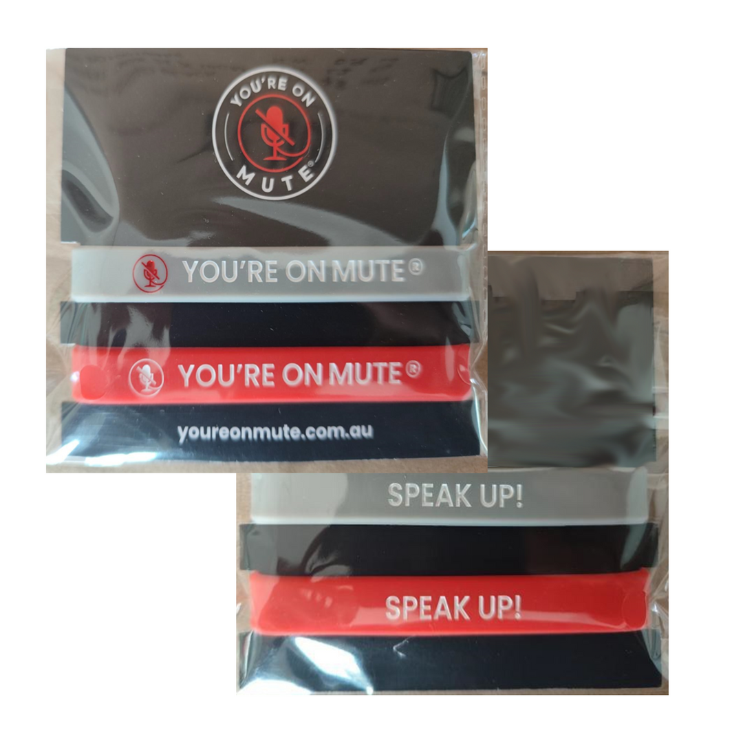 "You're On Mute... Speak Up!" Wristbands (2Pk)