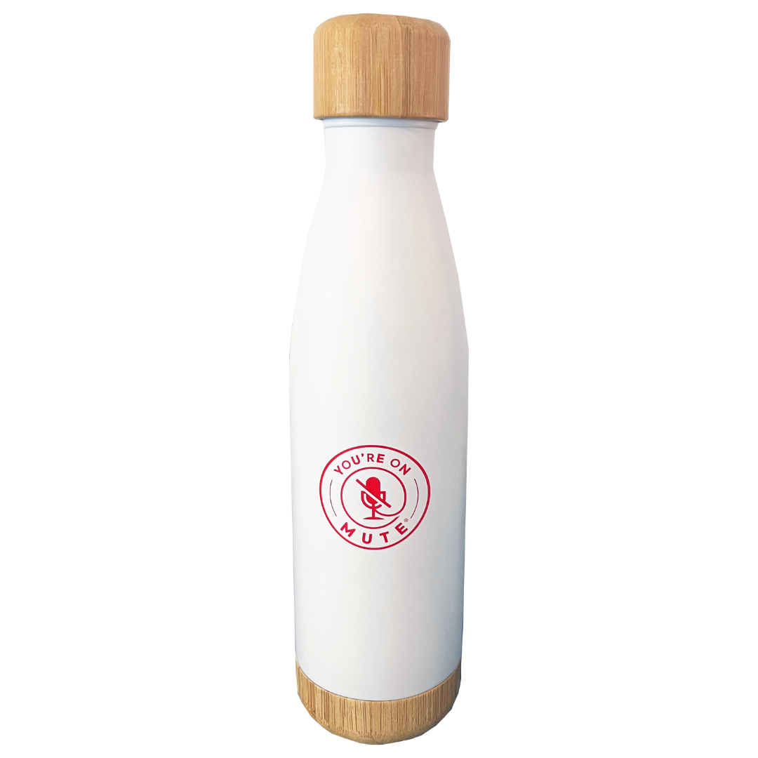 You're On Mute Double Wall Stainless Steel & Bamboo Flask_Product Image