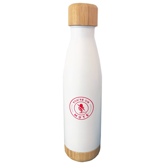 You're On Mute Double Wall Stainless Steel & Bamboo Flask_Product Image