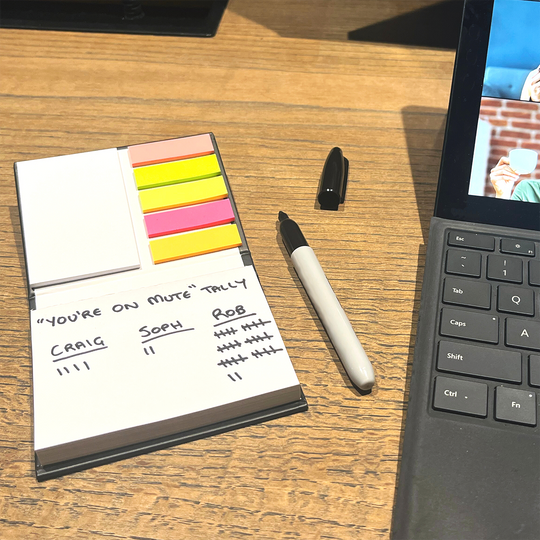 You're On Mute Sticky Notes and Flags On desk